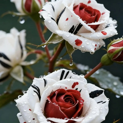 Rare Red White Black rose - Fire & Snow Rose | 🔥Buy 1 Get 1 Free🔥